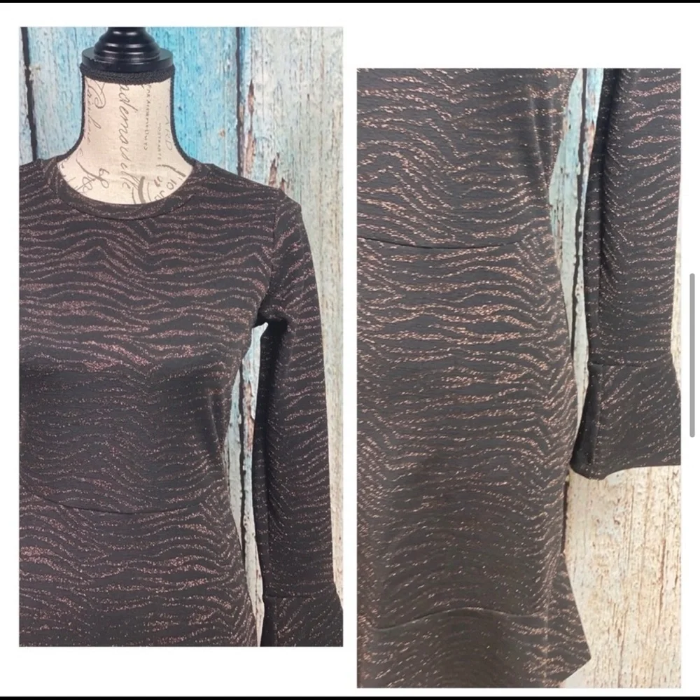 MICHAEL KORS NWT Caramel Animal Print Flounce Trim Dress - Picture 6 of 14